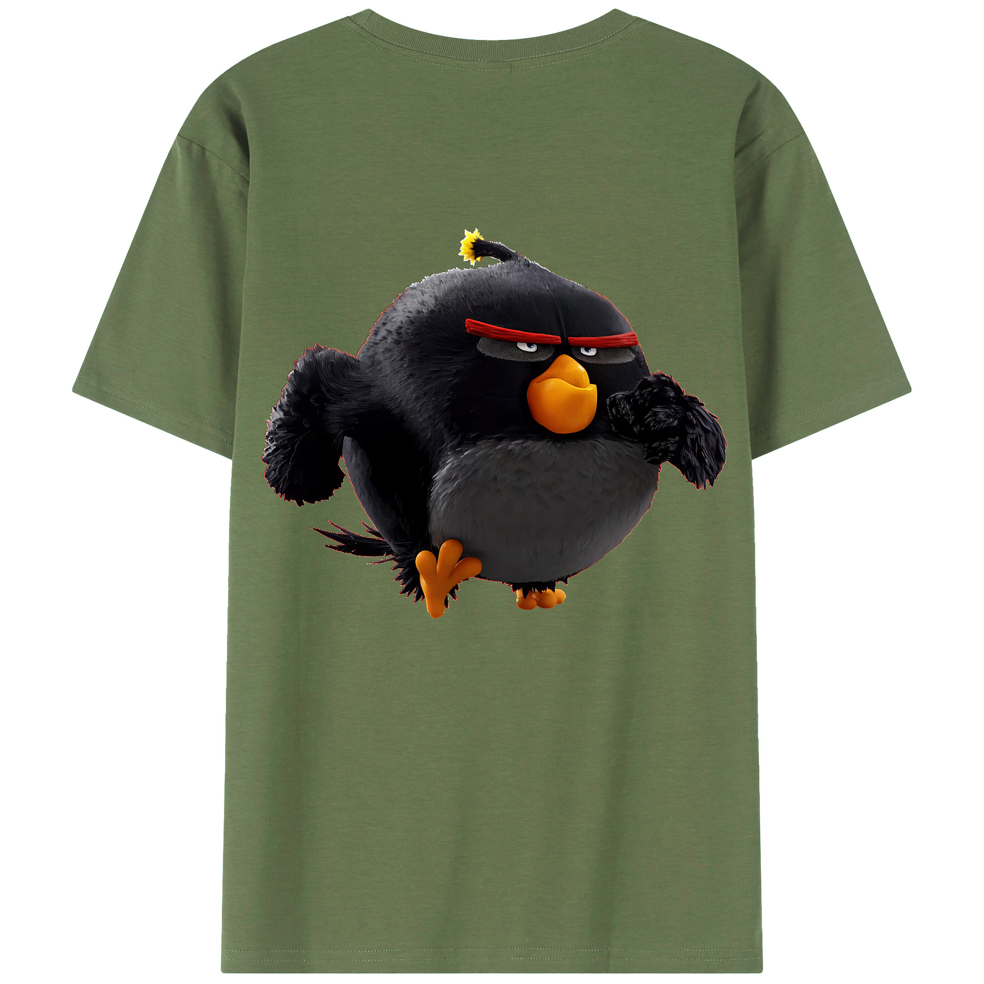 （画像用） Angry Birds アングリーバード 綿100％ メンズ半袖Tシャツ（バックプリント） 通気性